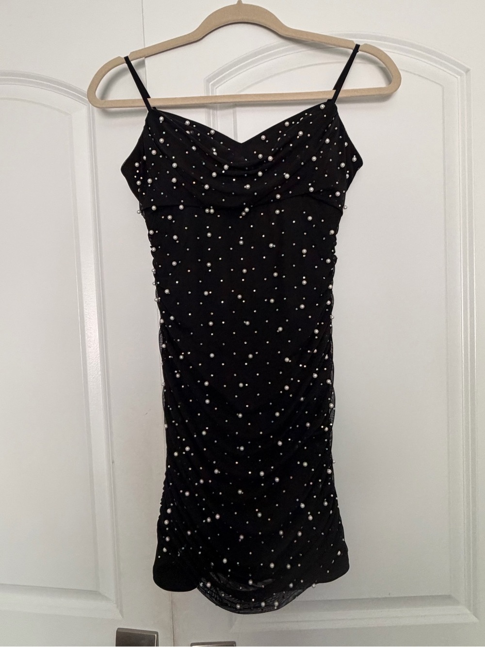 Emerald Sundae Black Pearl-Accent Spaghetti Strap Dress